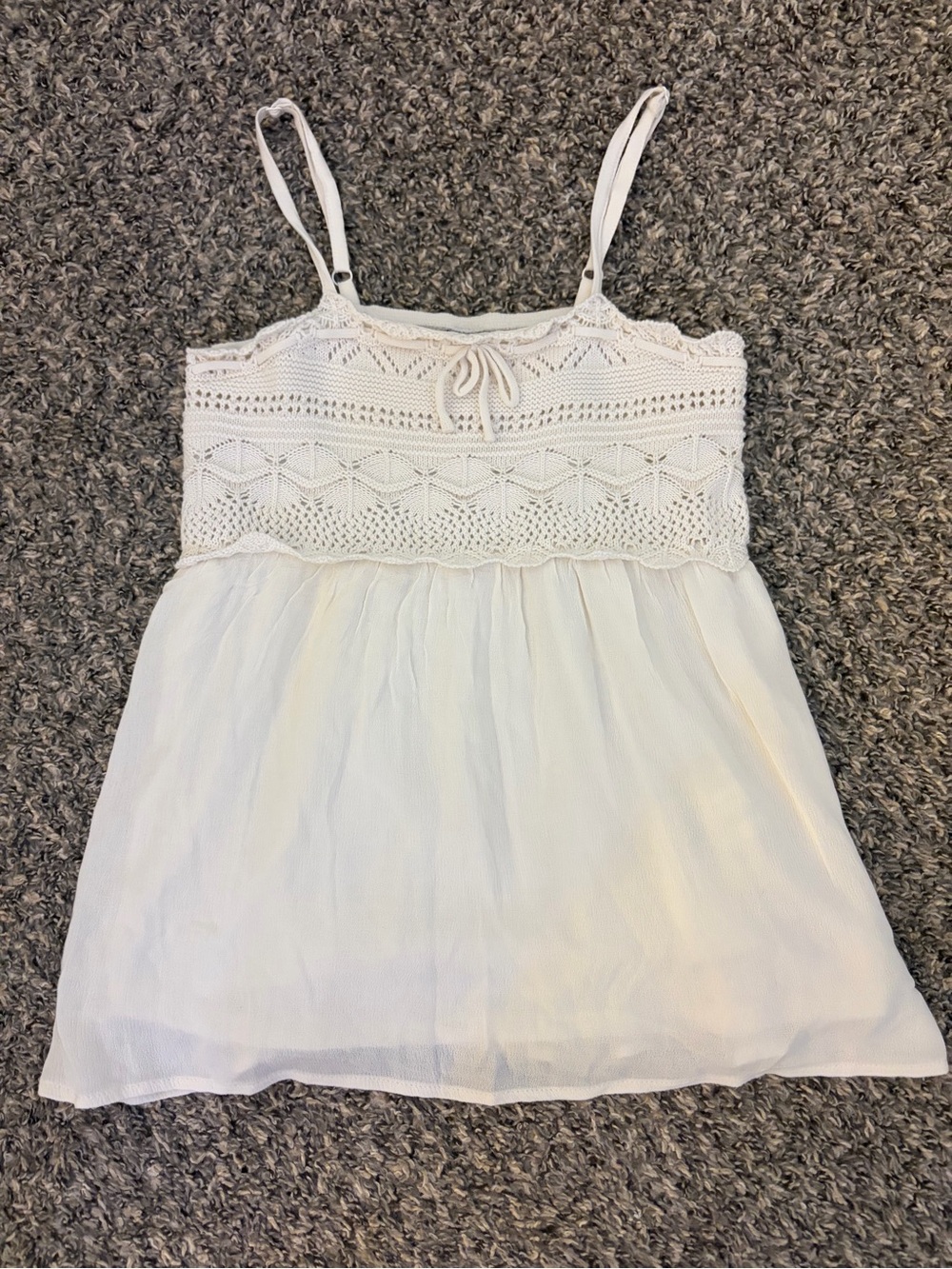 art class White Crochet Bodice Spaghetti Strap Tank